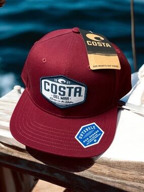 Costa Full Coverage Flat Brim Maroon Hat